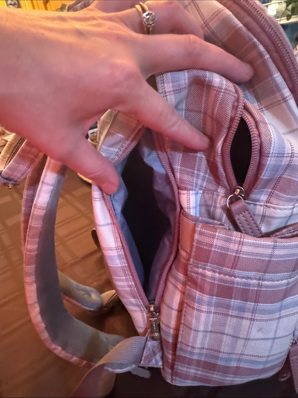 Rwalino Pink Plaid Diaper Bag - Picture 5 of 7
